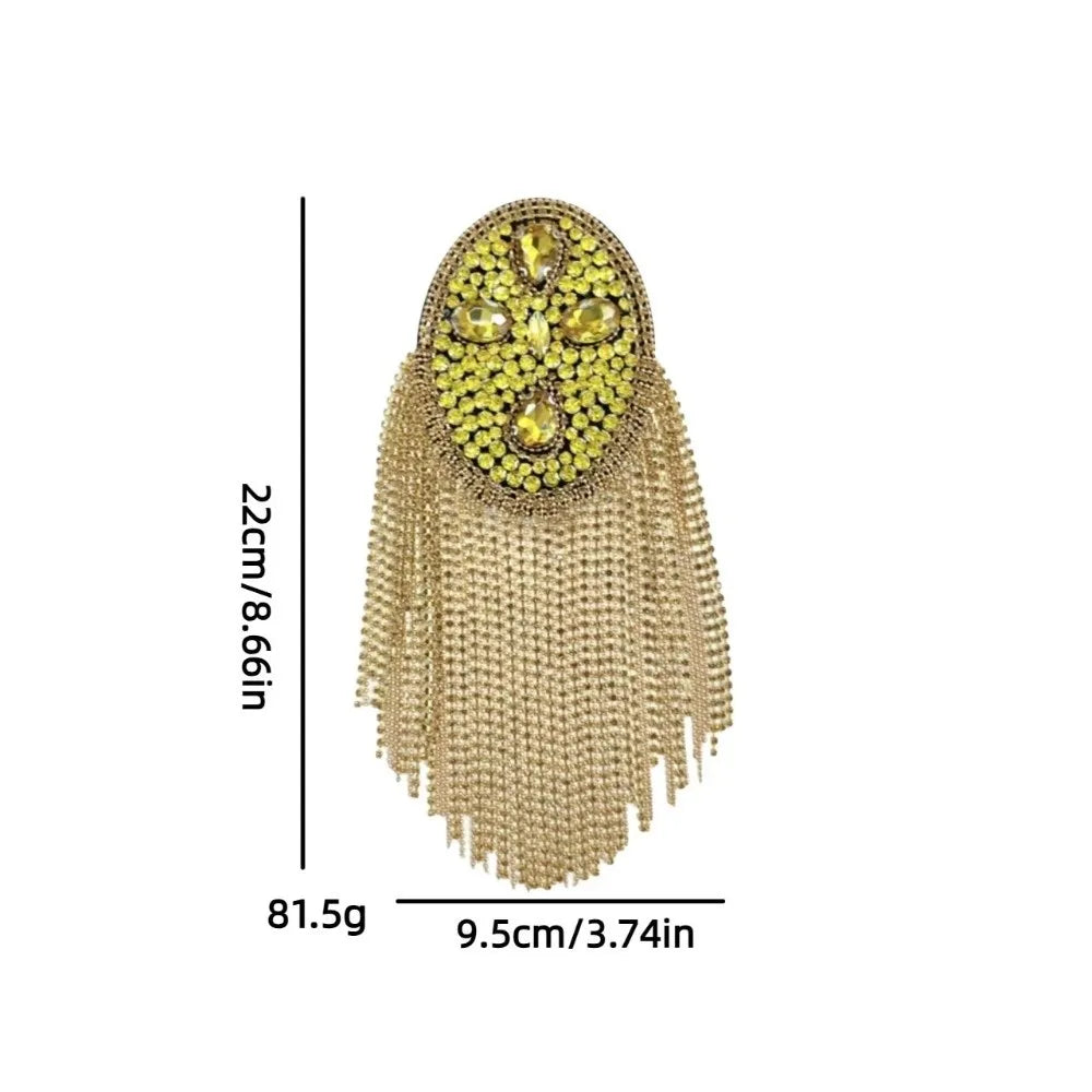 Rhinestone Tassel Epaulettes – Alloy Shoulder Board for Parade Costume Epaulettes PLUSH Style 1
