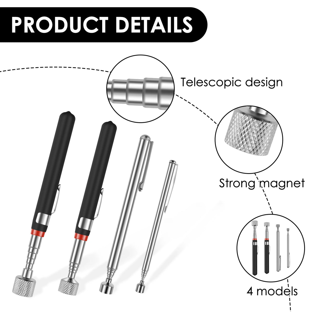Telescopic Magnetic Pickup Tool – Extendable Magnet Grabber Stick Magnetic Pickup Tool PLUSH