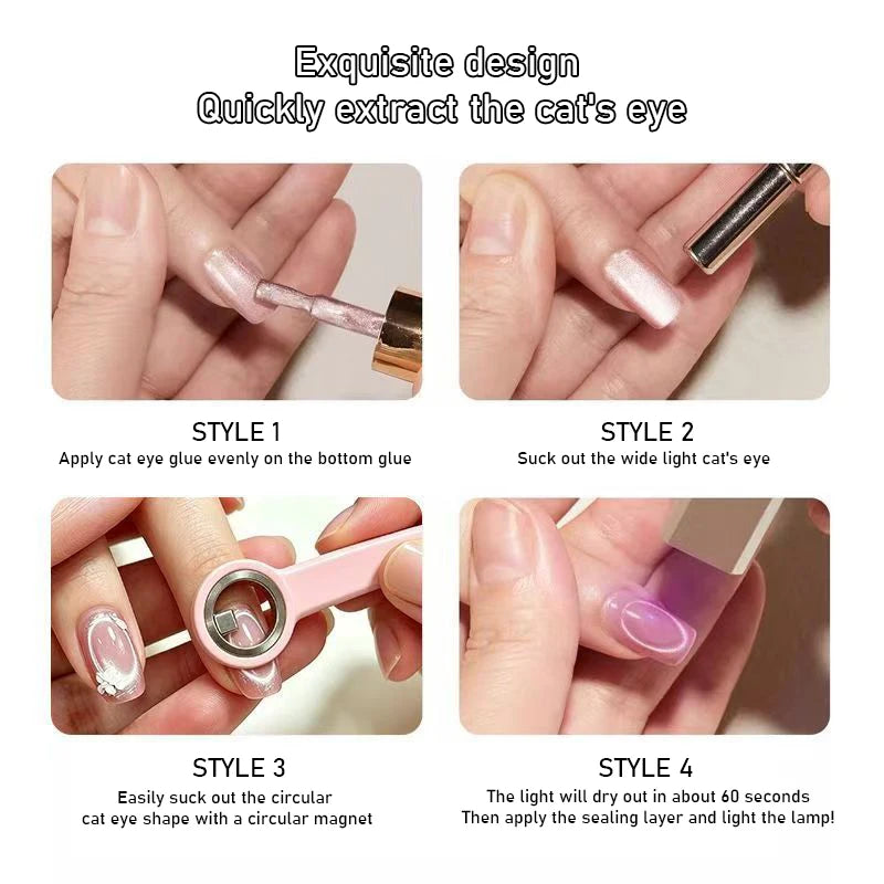 Cat Eye Nail Magnet Ring Tool with Handle | DIY Manicure Nail Art Magnet Tool PLUSH
