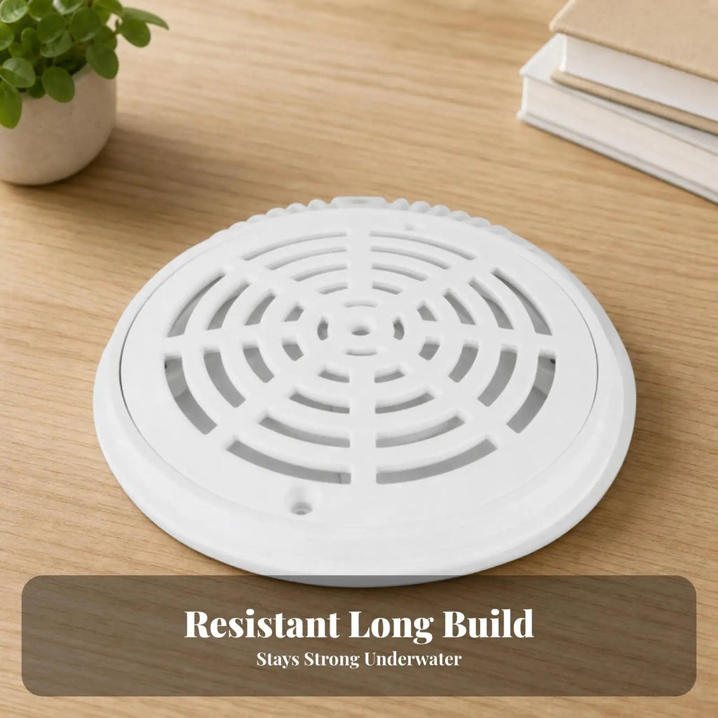 White Round ABS Pool Main Drain Cover – Inground Replacement Pool Drain Cover PLUSH