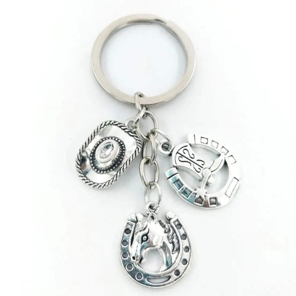 Vintage Running Horse Pendant Keychain – Silver Metal Keyring Metal Keychain PLUSH C
