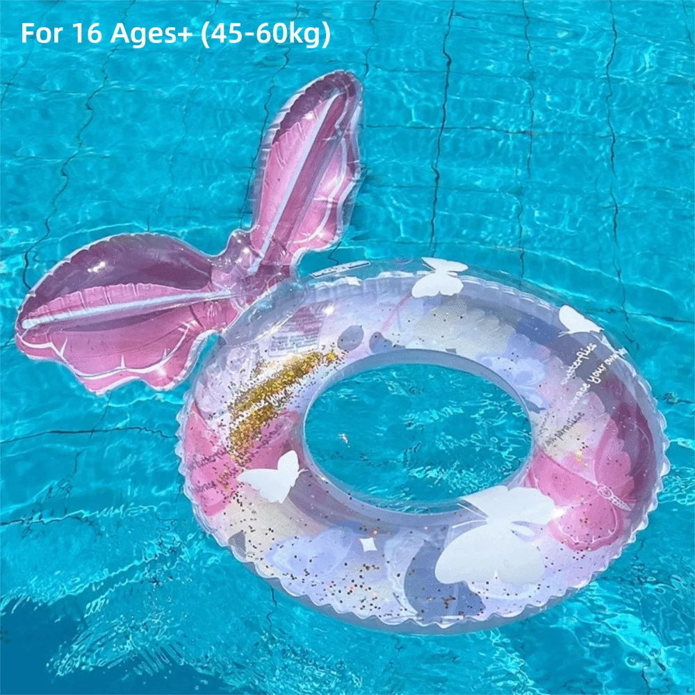 Glitter Mermaid Inflatable Swim Ring with Handle | Pool Float Inflatable Pool Float PLUSH Butterfly 90-