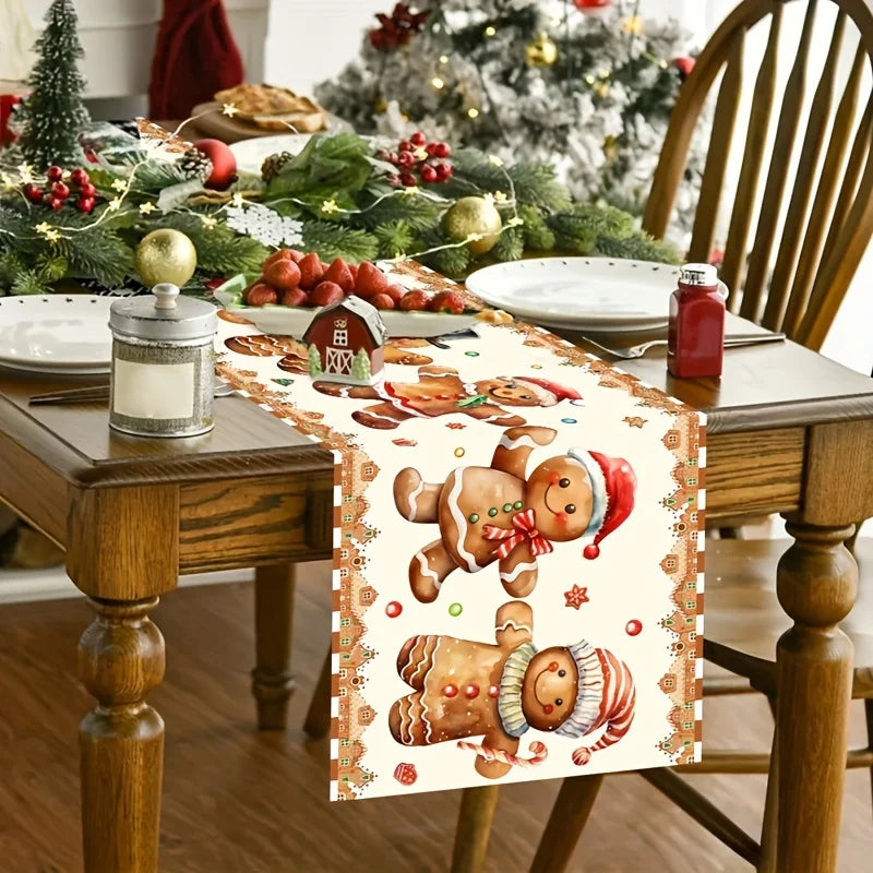 Christmas Gingerbread Man Table Runner – Holiday Festive Décor Holiday Table Runner PLUSH A 33X90Cm