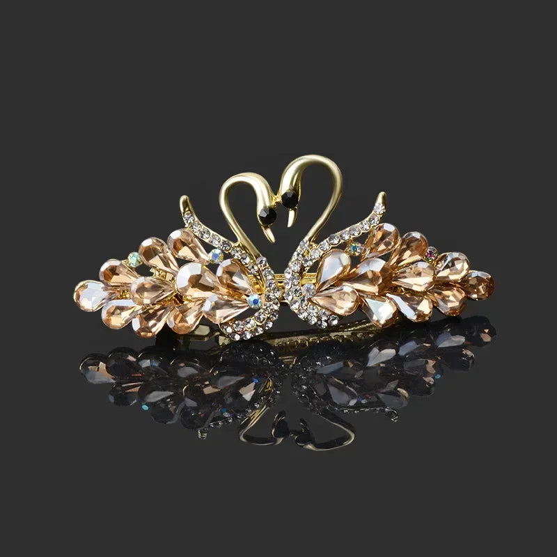 Swan Rhinestone Hair Clips – Colorful Barrettes for Women Rhinestone Hair Clip PLUSH No.3