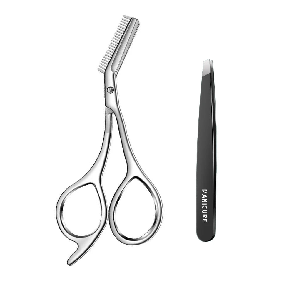 Stainless Steel Eyebrow Scissors with Comb | Hypoallergenic Eyebrow Grooming Scissors PLUSH Scissors tweezers