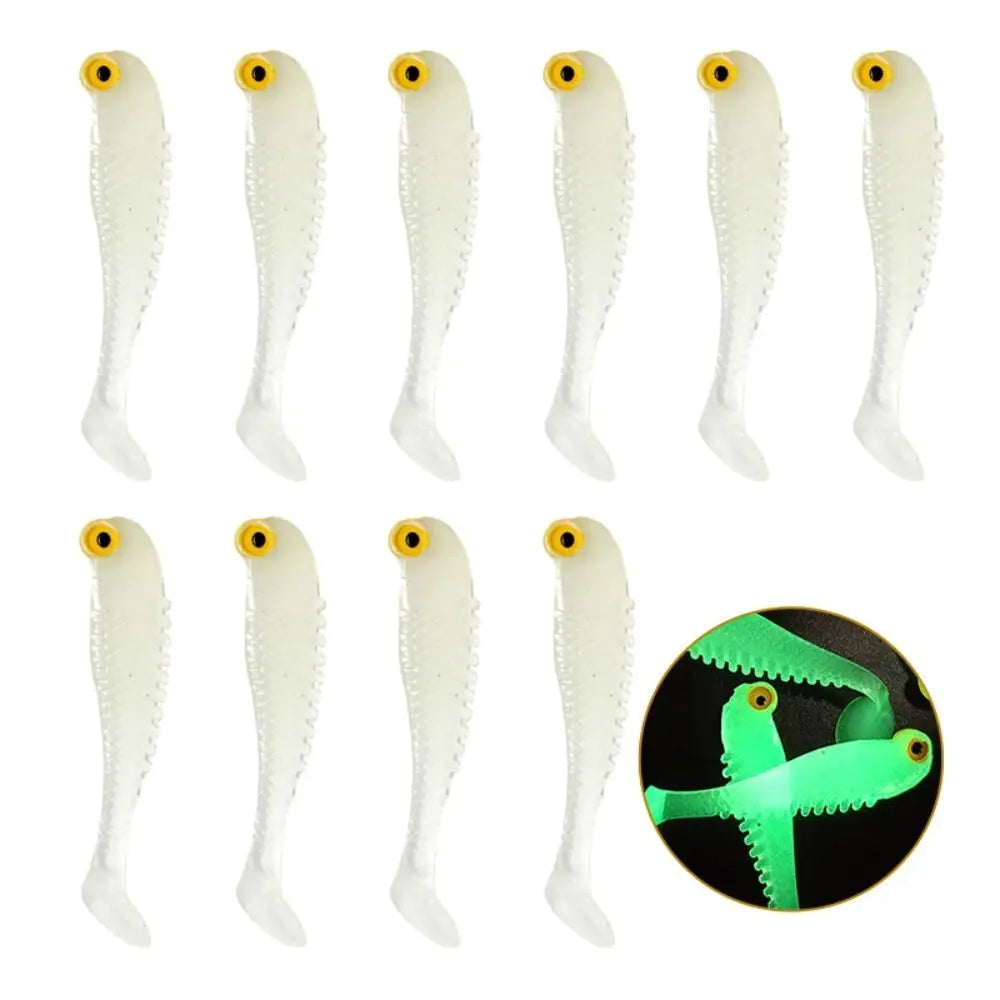 Soft Silicone Worm Fishing Lures 10pcs – Bass Swimbaits Soft Fishing Lures PLUSH White 5.5CM