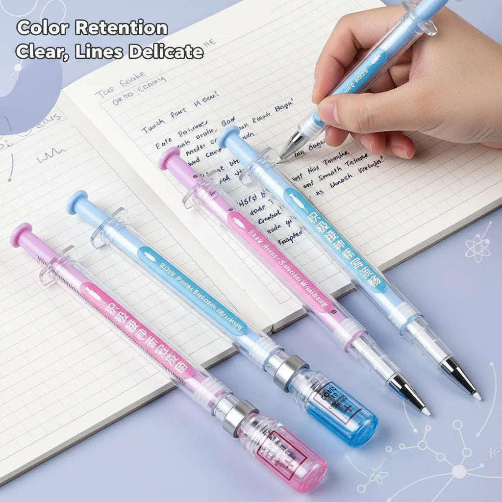 Syringe Novelty Gel Pens 3-Pack | Assorted Colors Novelty Gel Pens PLUSH