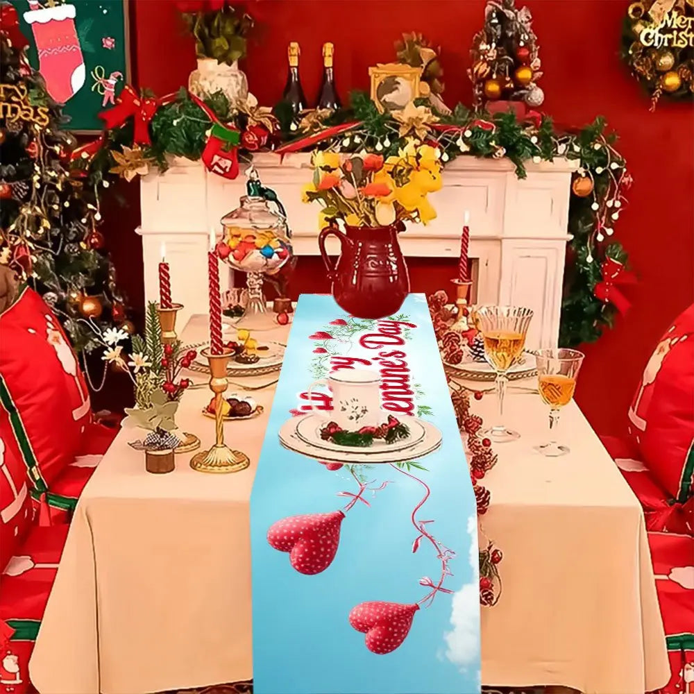 Valentine's Day Table Runner – Heart Balloon Print | 3 Sizes Holiday Table Runner PLUSH