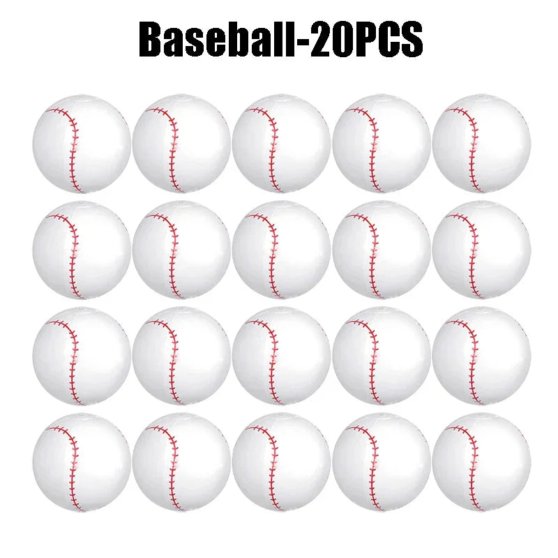 Inflatable Sports Beach Balls 24-Pack – Kids Pool & Beach Toy Inflatable Beach Toy PLUSH Baseball-20PCS