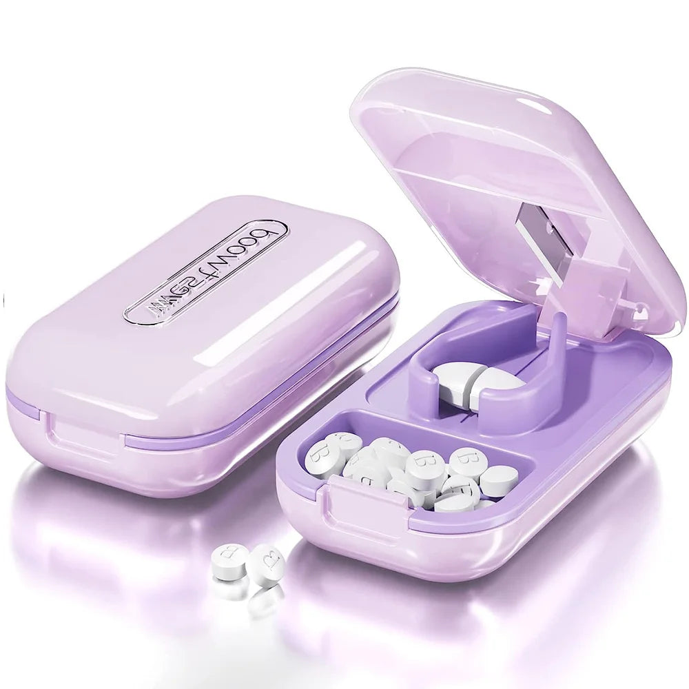 Portable Pill Cutter & Crusher – Compact Tablet Splitter Pill Cutter Splitter PLUSH Purple
