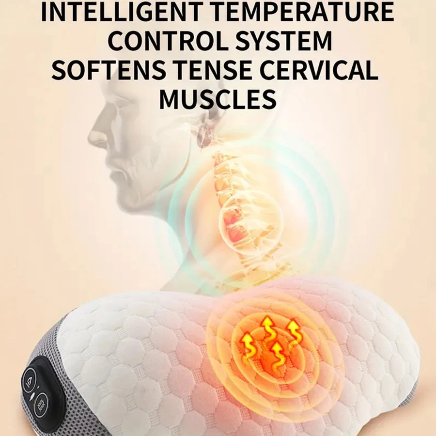 USB Heated Vibration Massage Memory Foam Neck & Waist Pillow Massage Pillow PLUSH