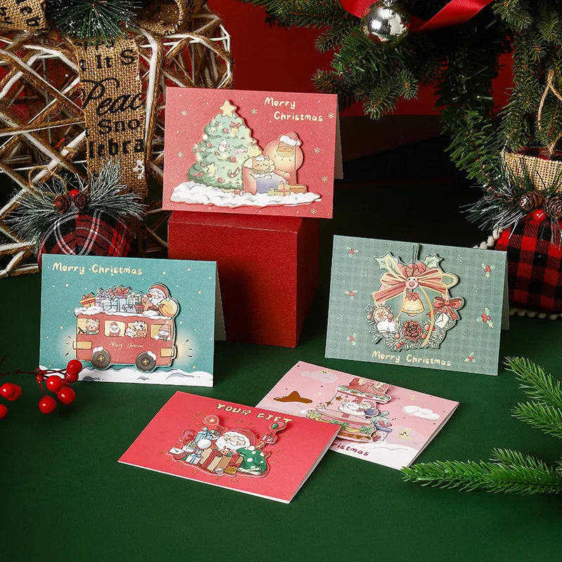 Santa Folding Christmas Greeting Cards – Xmas & New Year Wishes Christmas Greeting Cards PLUSH