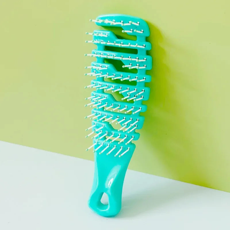Gradient Hollow Detangling Hair Brush & Scalp Massage Comb Detangling Hair Brush PLUSH NO.4 Emerald Green