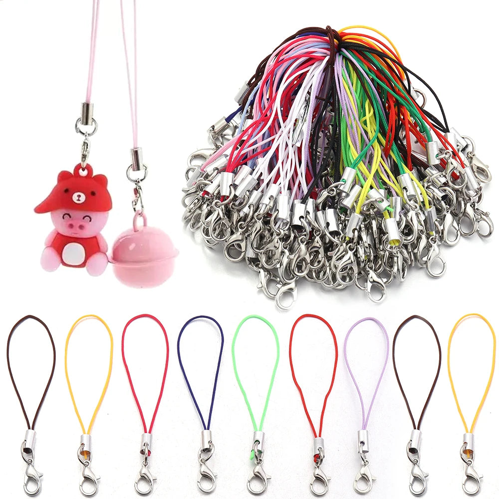 Lobster Clasp Phone Strap Polyester Cord & Jump Ring – 20-100pcs Jewelry Findings Set PLUSH