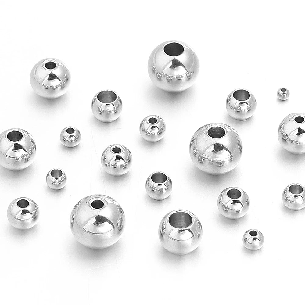 Silver Stainless Steel Big Hole Spacer Beads – DIY Jewelry Spacer Beads PLUSH
