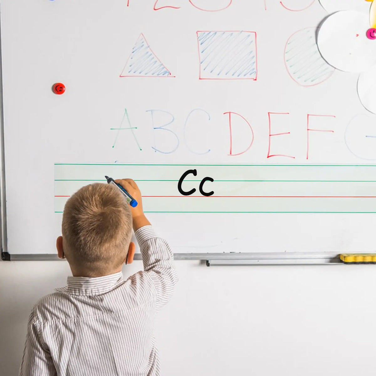 Magnetic Dry Erase Writing Strips – 4-Line 3-Grid Letter Practice Magnetic Writing Strip PLUSH