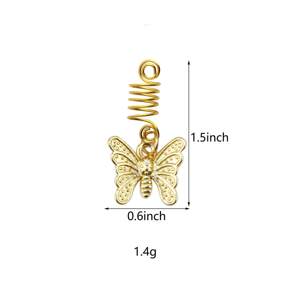 Golden Butterfly Dreadlock Beads Hair Rings – 10pcs Set Dreadlock Hair Beads PLUSH 10Pcs Gold