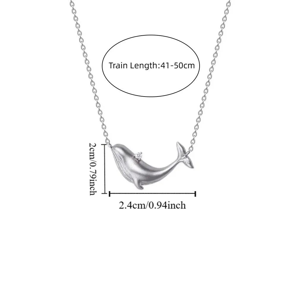 Whale Pendant Necklace | Silver Copper Zircon Clavicle Chain Pendant Necklace PLUSH
