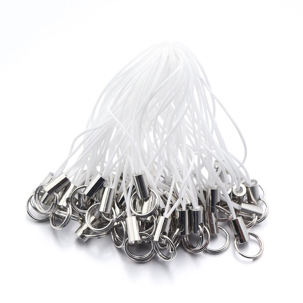 50pcs Phone Lanyard Lariat Strap Cords with Jump Rings DIY Lanyard Strap Cord PLUSH white 01