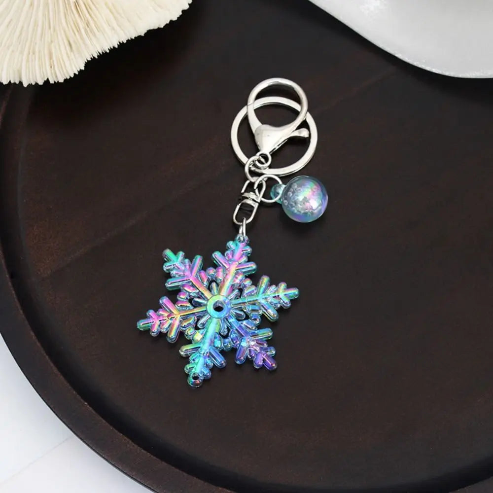 Transparent Snowflake Acrylic Keychain – Colorful Laser Pendant Acrylic Keychain PLUSH blue