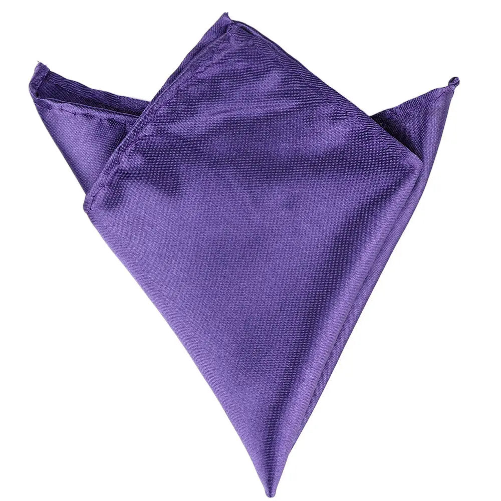 Men's Satin Pocket Square – Solid Formal Handkerchief 15 Colors Pocket Square PLUSH dark purple