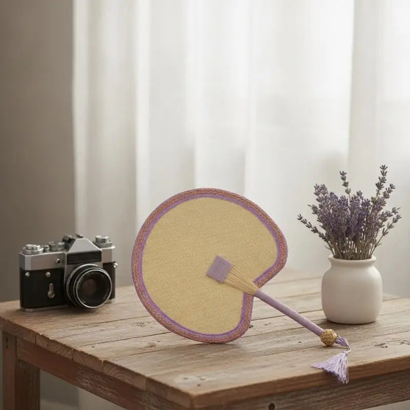 Handwoven Wheat Straw Handheld Fan – Portable Summer Cooling Handheld Straw Fan PLUSH