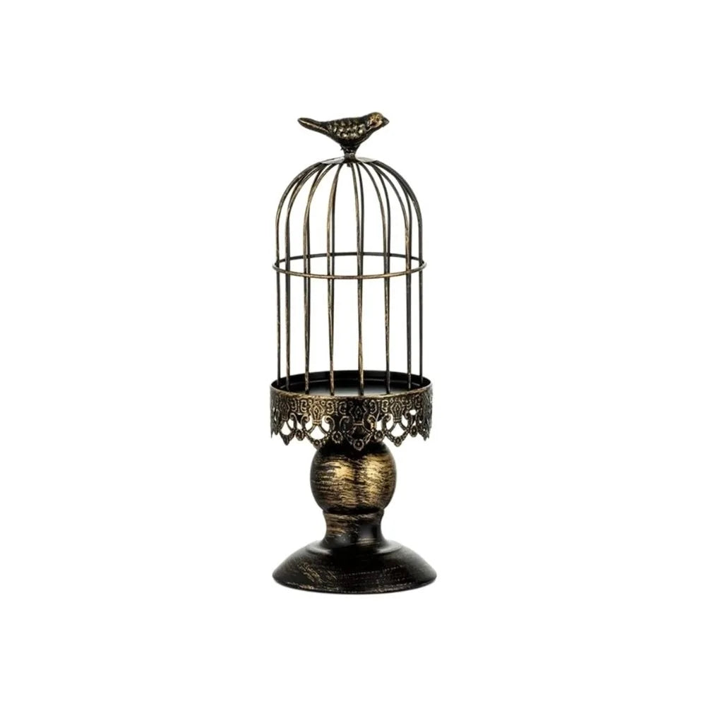 Vintage Iron Birdcage Candle Holder – Tabletop Décor Stand Iron Candle Holder PLUSH Small Black