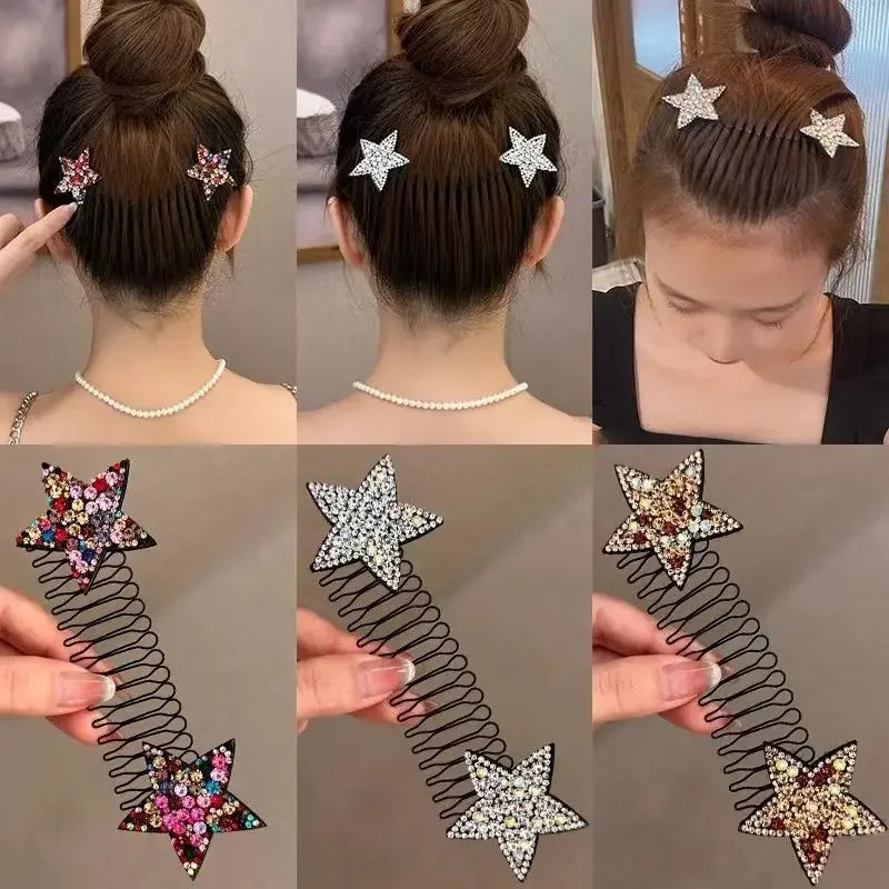 Invisible Bang Fix Comb & Star Hairpins – Hair Styling Tools Hair Styling Accessory PLUSH
