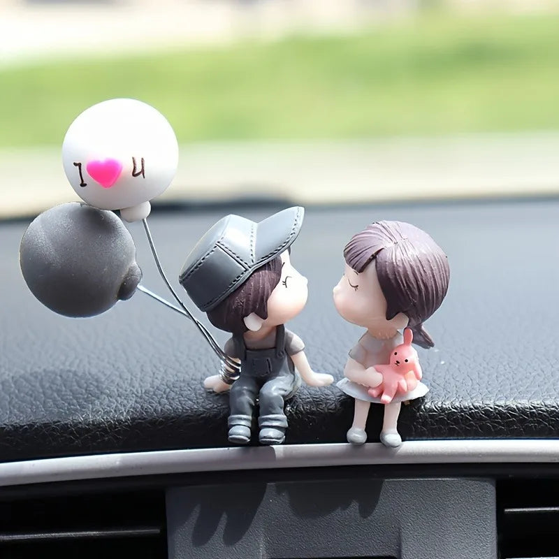 Couple Figurines with Balloons – Car Dashboard Decoration Dashboard Figurine PLUSH