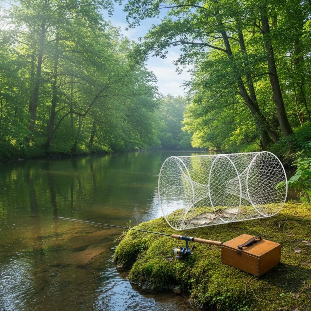 Foldable Fishing Basket Trap – Funnel Entry for Carp & Catfish Fishing Trap PLUSH