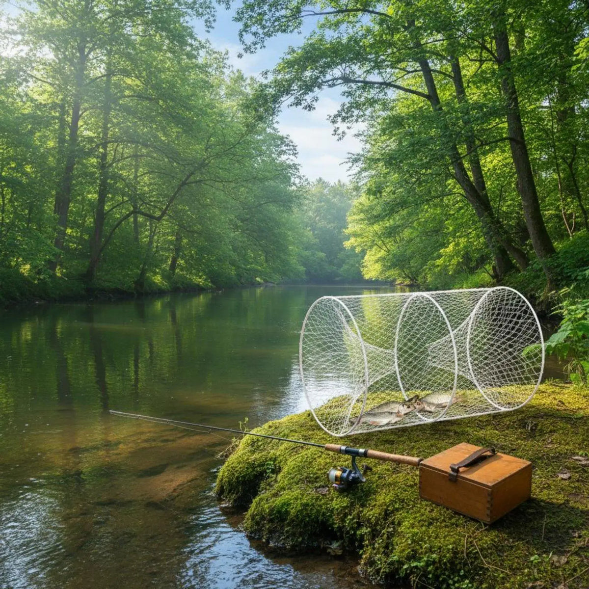 Foldable Fishing Basket Trap – Funnel Entry for Carp & Catfish Fishing Trap PLUSH