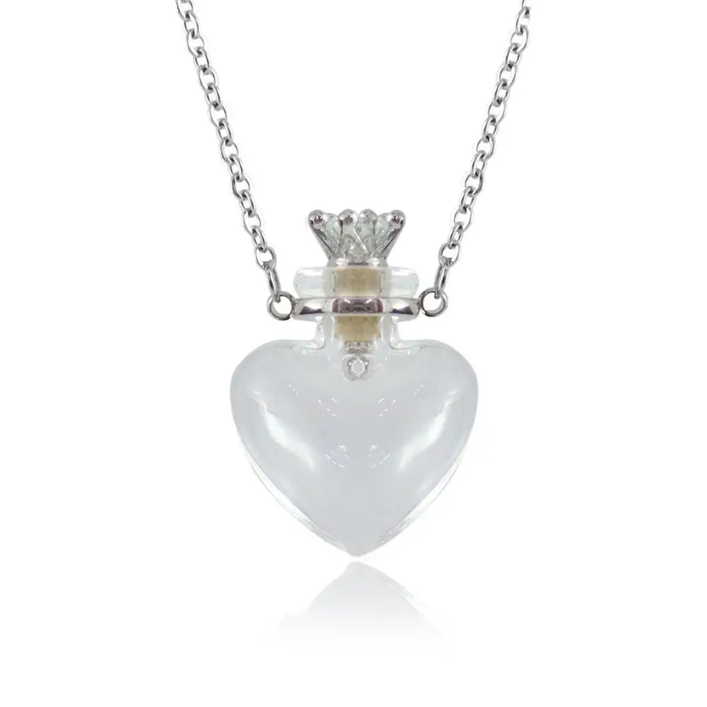 Water Drop Glaze Vial Pendant Necklace | Heart Mini Bottle Pendant Necklace PLUSH