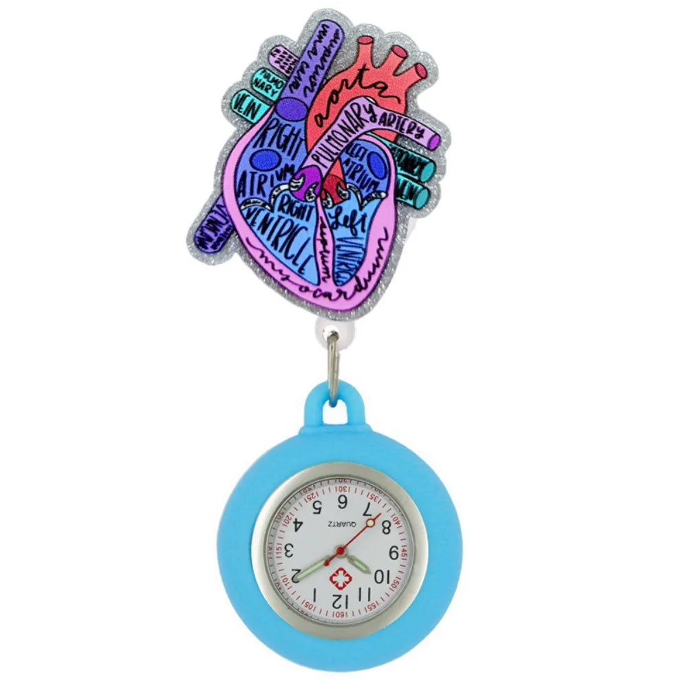 Cartoon Clip-On Nurse Fob Watch | Retractable Silicone Badge Reel Clip-On Fob Watch PLUSH G