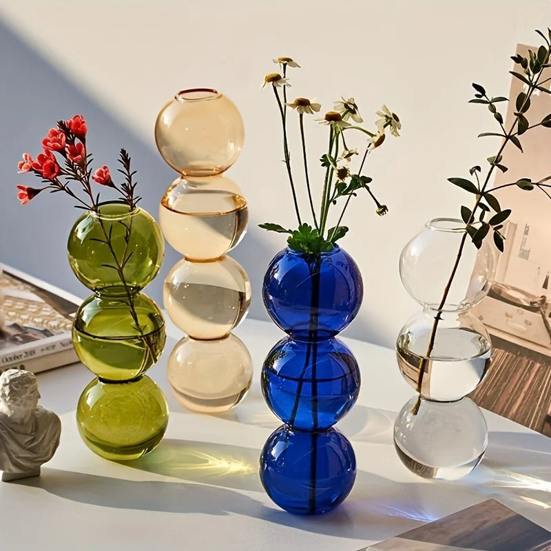 Nordic Glass Bubble Vase – Clear Bud Vase & Hydroponic Planter Glass Bud Vase PLUSH