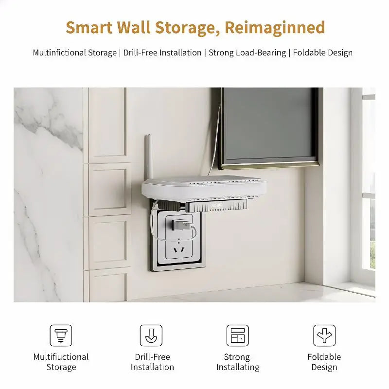 Punch-Free Outlet Shelf – Socket Storage Rack & Phone Holder Outlet Storage Shelf PLUSH