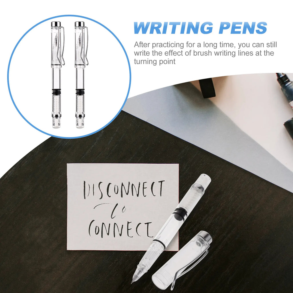 2-Pack Refillable Fountain Pens – Transparent Barrel & Smooth Nib Fountain Pen Set PLUSH