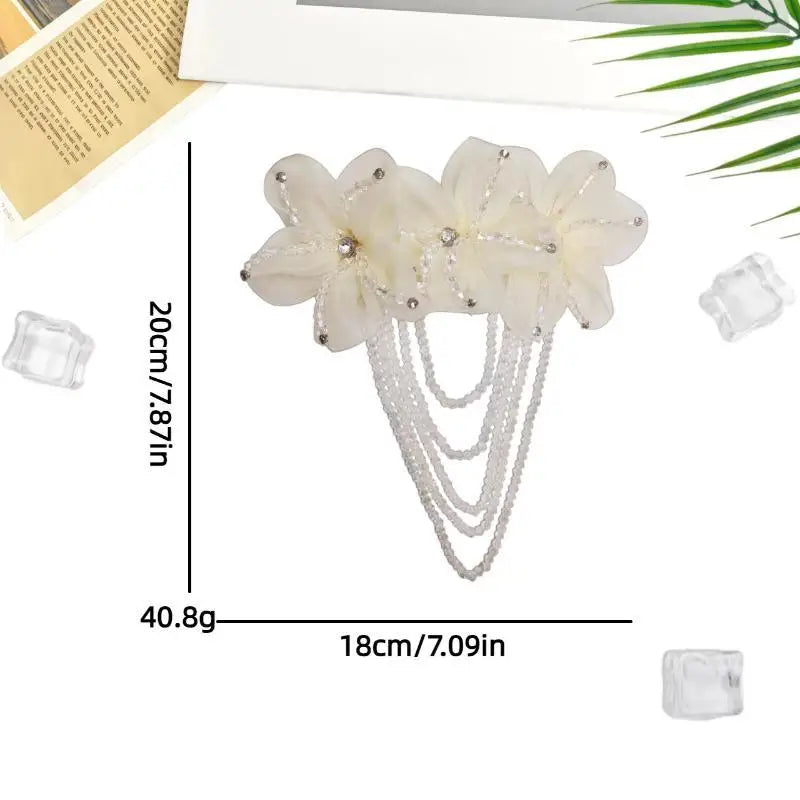 Crystal Chiffon Flower Beaded Tassel Corsage | DIY Patch Beaded Flower Corsage PLUSH A5