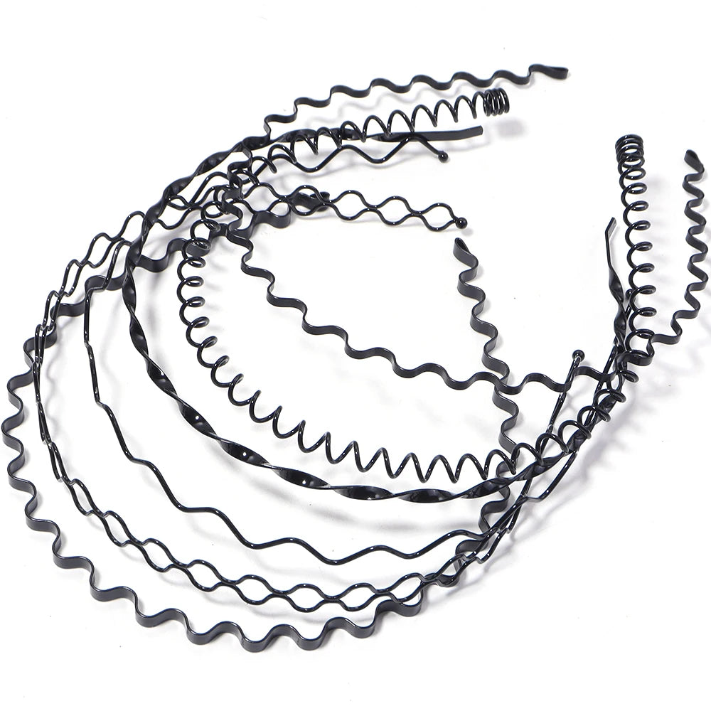 6-Pack Metal Wave Headbands – Unisex Sport & Face Wash Hair Hoops Hair Headbands PLUSH