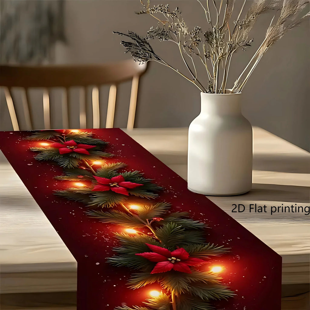 Christmas Pine Branch Table Runner – Festive Holiday Décor Holiday Table Runner PLUSH
