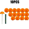 Artificial Marigold Flower Heads Bulk – Orange Silk Garland Artificial Flower Decor PLUSH 10PCS 6cm