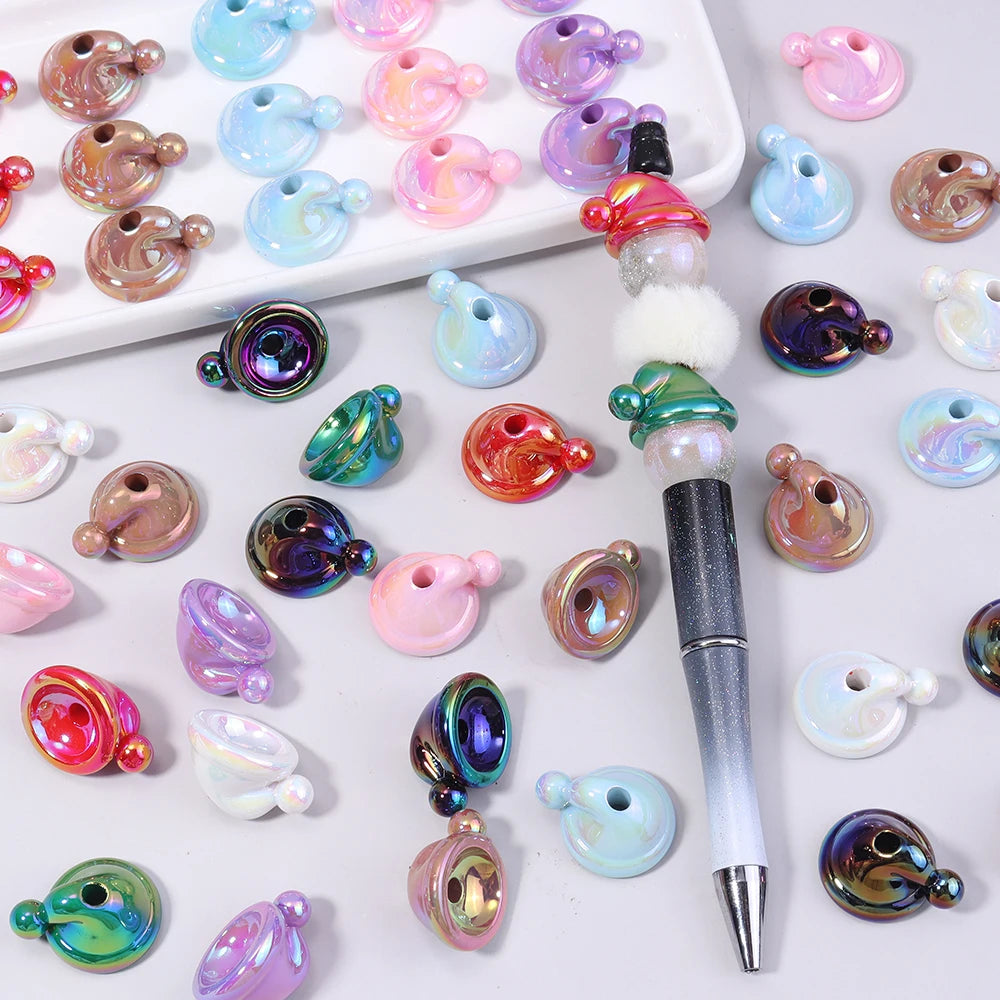 10pcs Christmas Hat Acrylic Beads for DIY Jewelry & Crafts Acrylic Craft Beads PLUSH