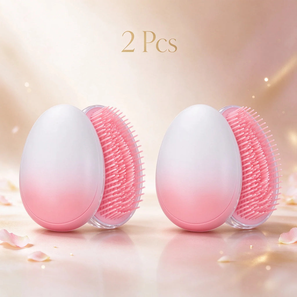 2-Pack Mini Gradient Egg Detangling Hair Brush – Soft Bristles Detangling Hair Brush PLUSH