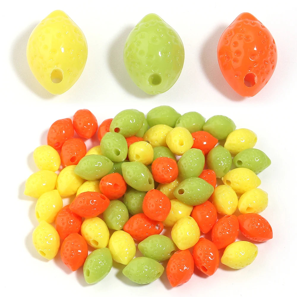 30pcs Lemon Acrylic Fruit Spacer Beads for DIY Jewelry Making Acrylic Spacer Beads PLUSH