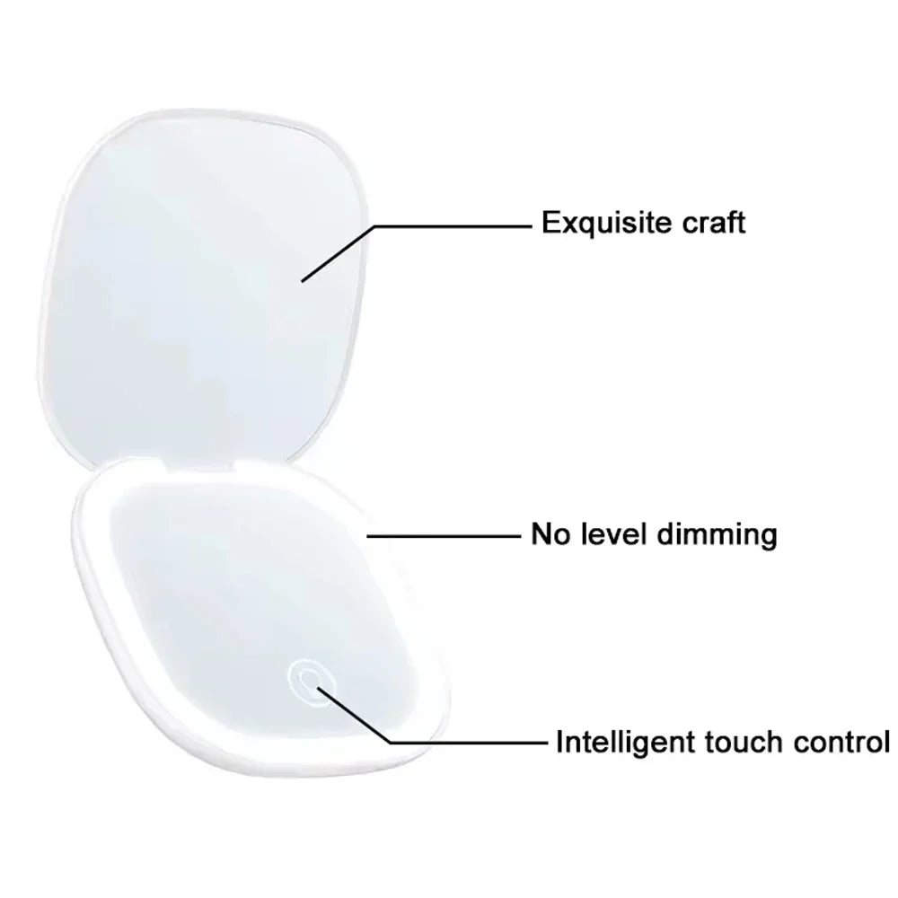 LED Compact Travel Makeup Mirror 1x/5x Magnifying Rechargeable LED Makeup Mirror PLUSH