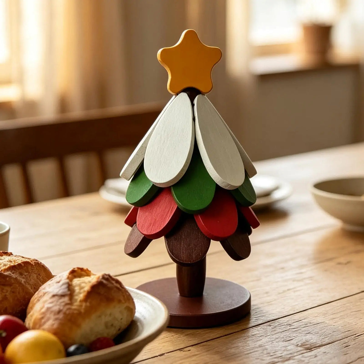 Wooden Christmas Tree Trivet Set 4-Tier | Heat Resistant Kitchen Trivet Set PLUSH