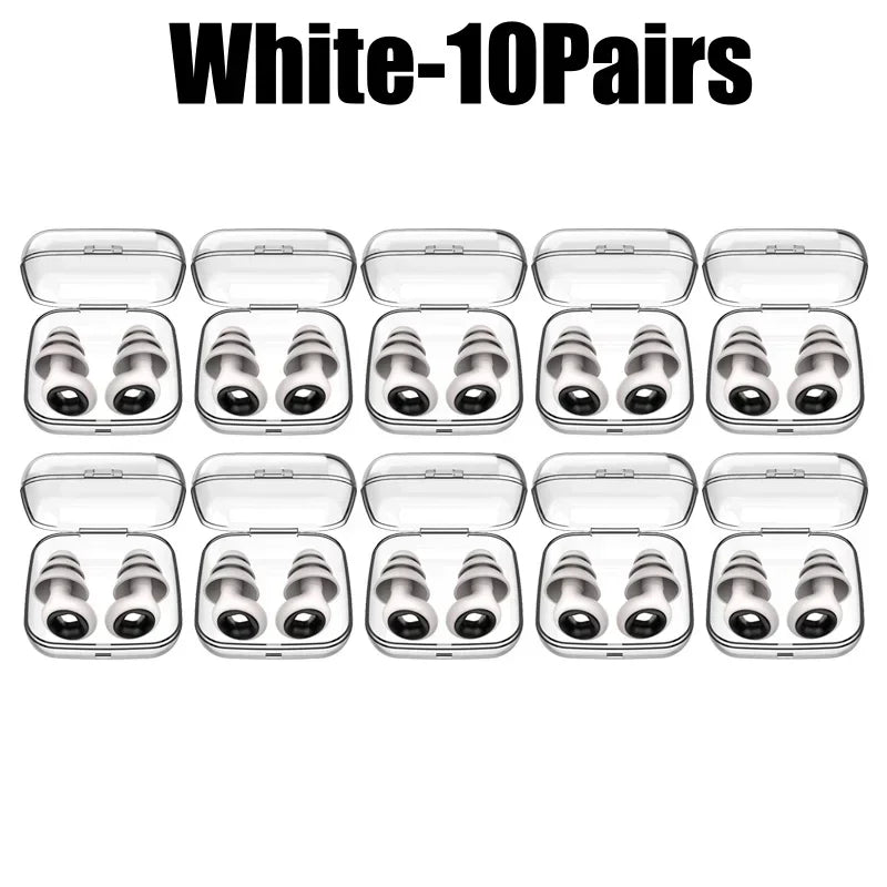 Silicone Earplugs Noise Reduction Soundproof Sleep Ear Plugs Noise Reduction Earplugs PLUSH White-10Pairs