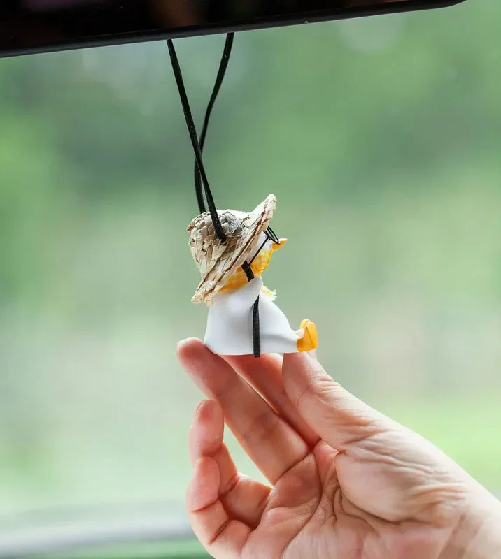 Swinging Duck Car Pendant with Glasses | Rearview Mirror Charm Car Mirror Pendant PLUSH