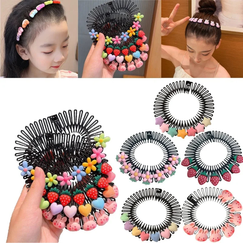 Girls Cartoon Round Disk Insert Hair Comb Clip – Kids Hair Band Kids Hair Comb PLUSH