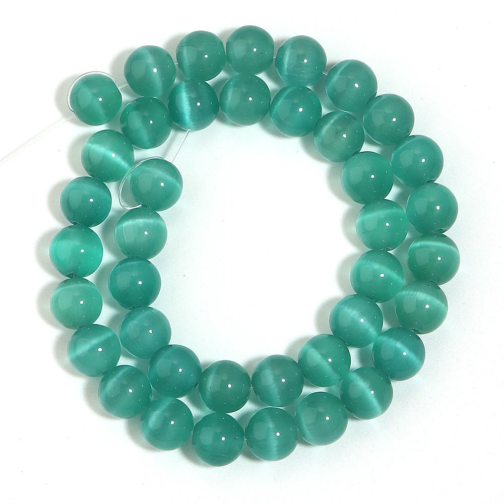 Teal Blue Cat Eye Stone Beads 4–12mm | DIY Jewelry Making Jewelry Making Beads PLUSH 10mm