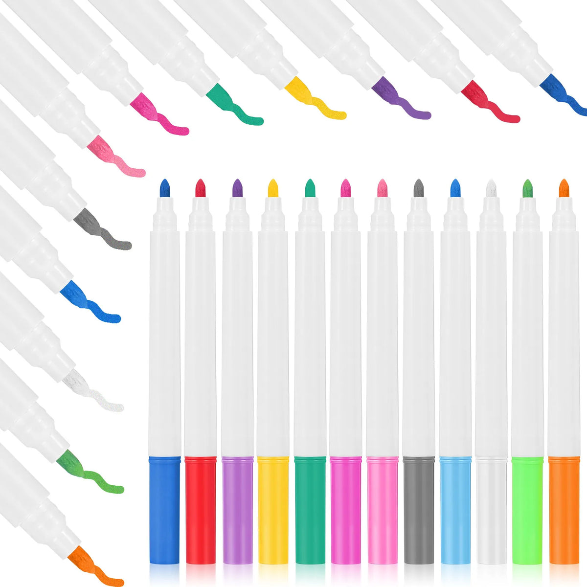 24pcs Fluorescent Dry Erase Markers – Whiteboard & Glass Pens Dry Erase Markers PLUSH